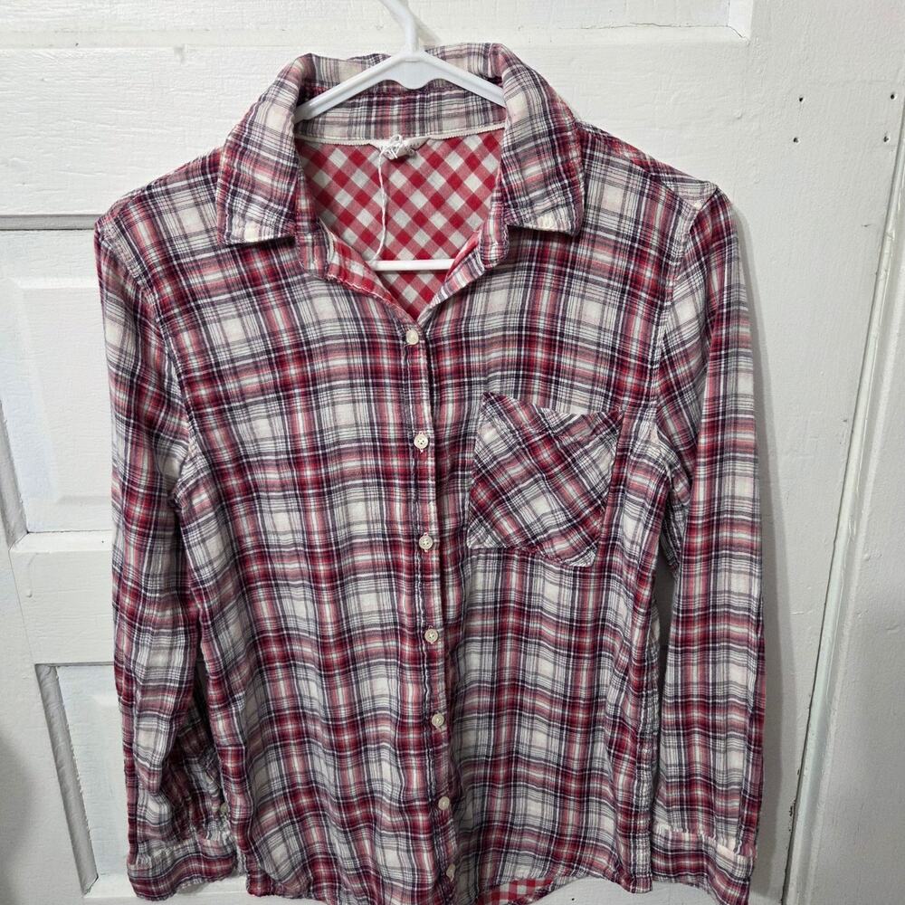 Aéropostale Woman's pink and White Striped Button Down Long Sleeve Shirt size XS